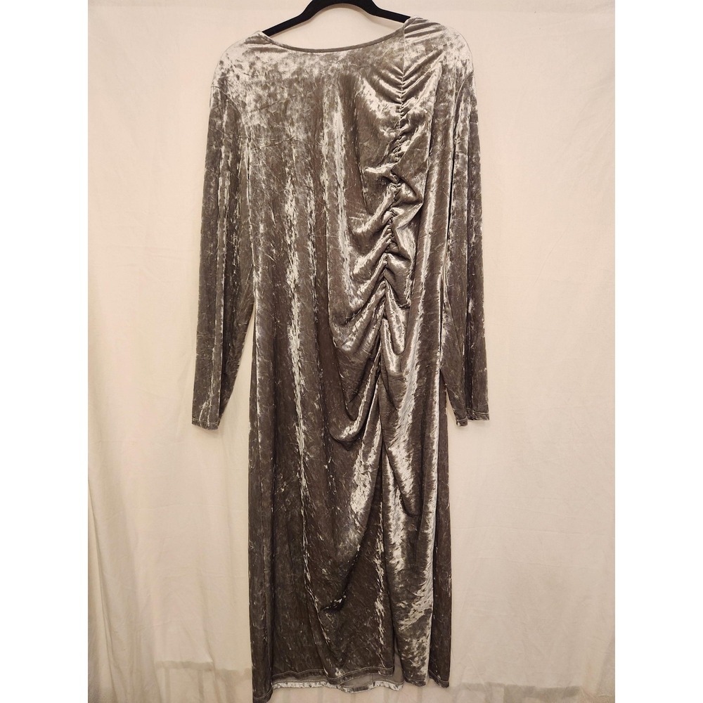 Future Collective Kahlana Barfield Brown Dress Womens 1X Velvet Open Back Ruched